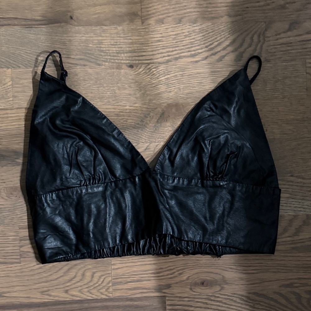 Signature8 Black Faux Leather Top